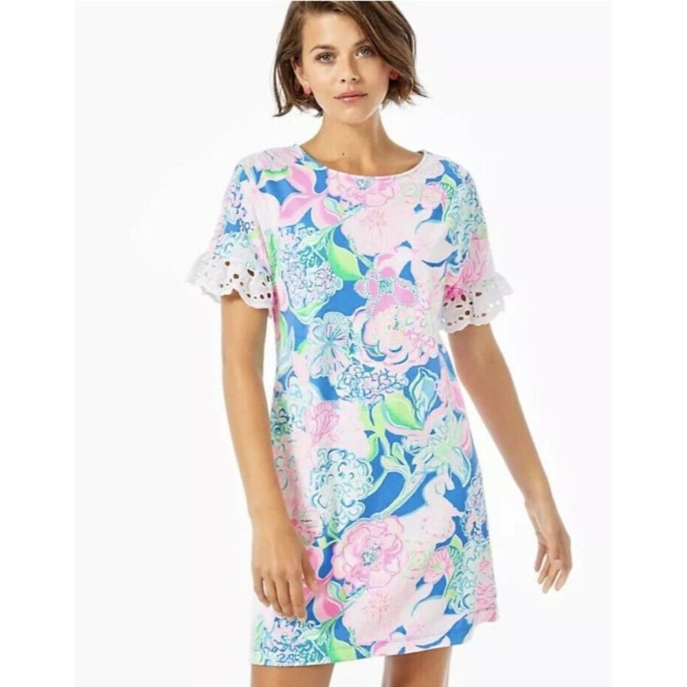 Lilly Pulitzer Helina T-Shirt Dress Peony For Your Thoughts 100% cotton Size L